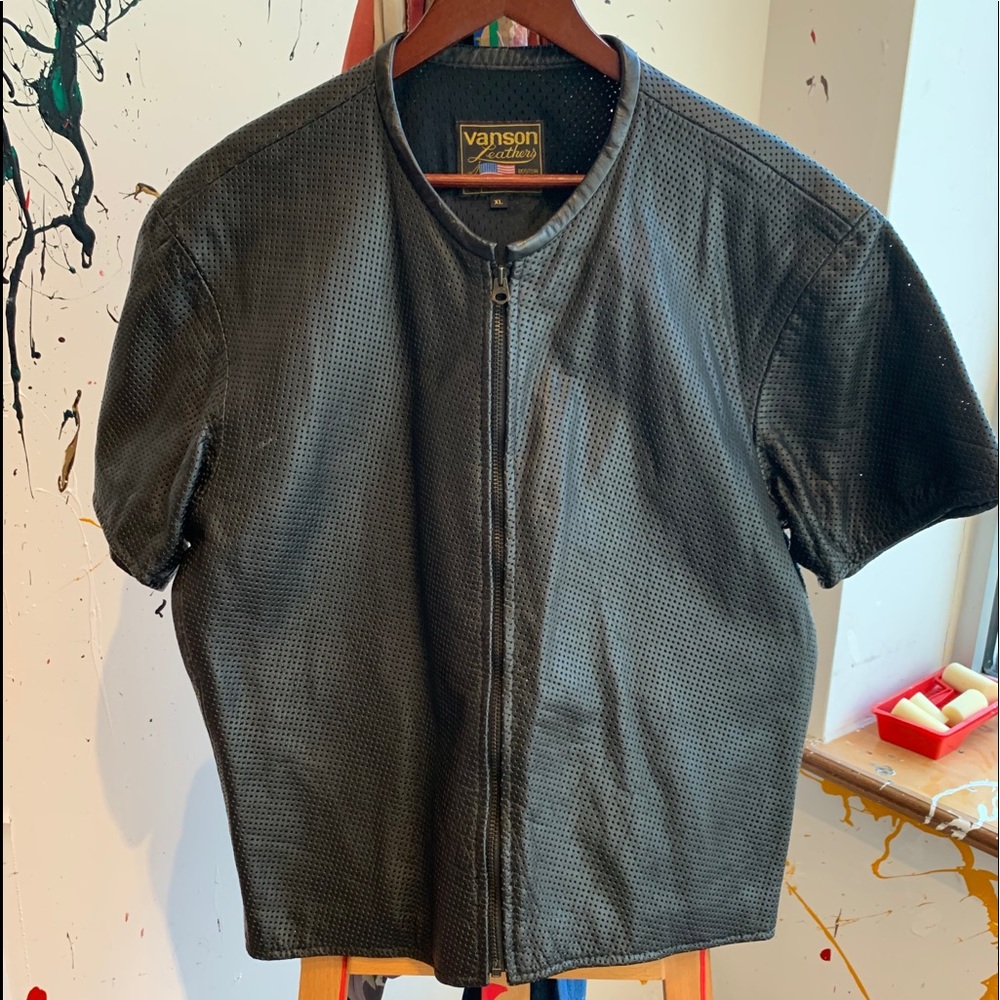 Vanson Leather perforated motorcycle jacket
